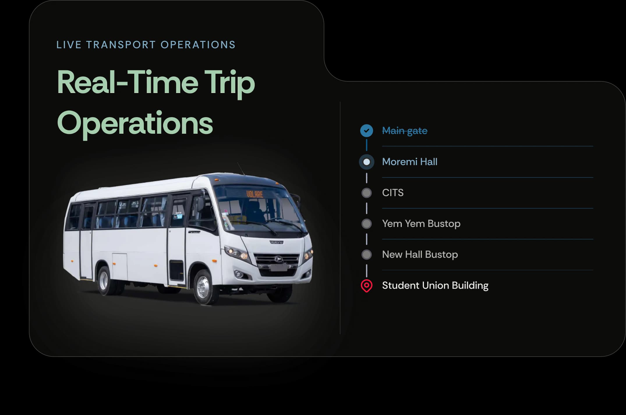 Real-Time Trip Operations — campus bus and live route stops